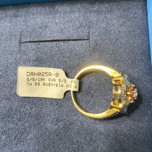 JTV Sterling silver 18K over sterling silver 2.4 CTW Ruby/diamond accent ring ￼ - Picture 4 of 4